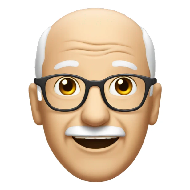 Happy Bald old man with bad eyes, glasses and chin hair sticker