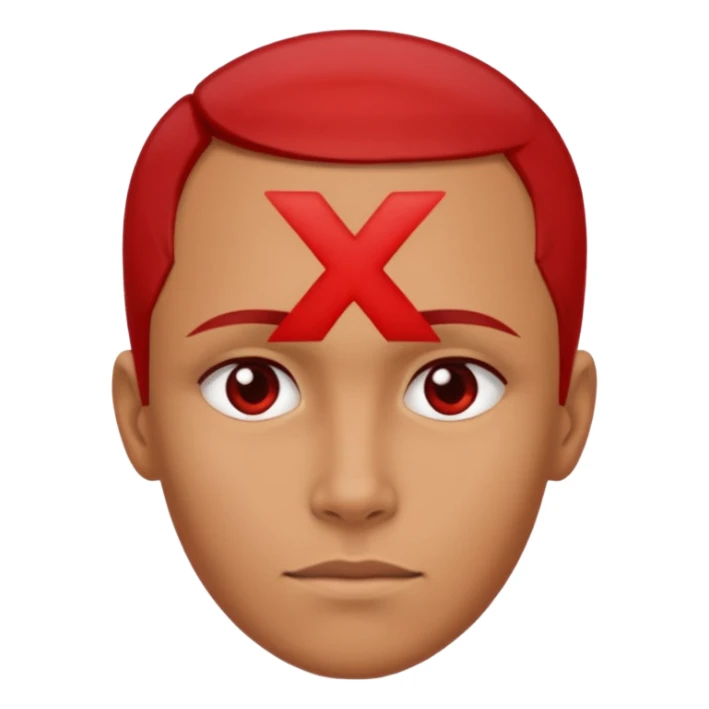 Forhead with a red small "x" symbol in the center sticker