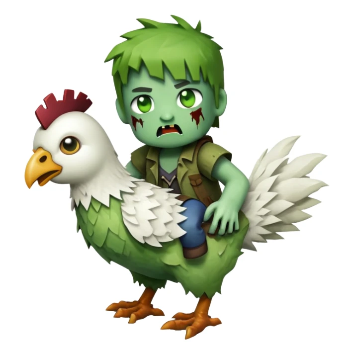 baby square Minecraft zombie on a tiny white chicken sticker