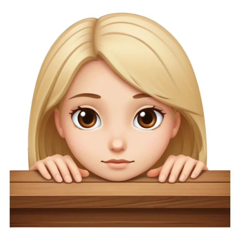  A girl peering from behind a table face view  sticker