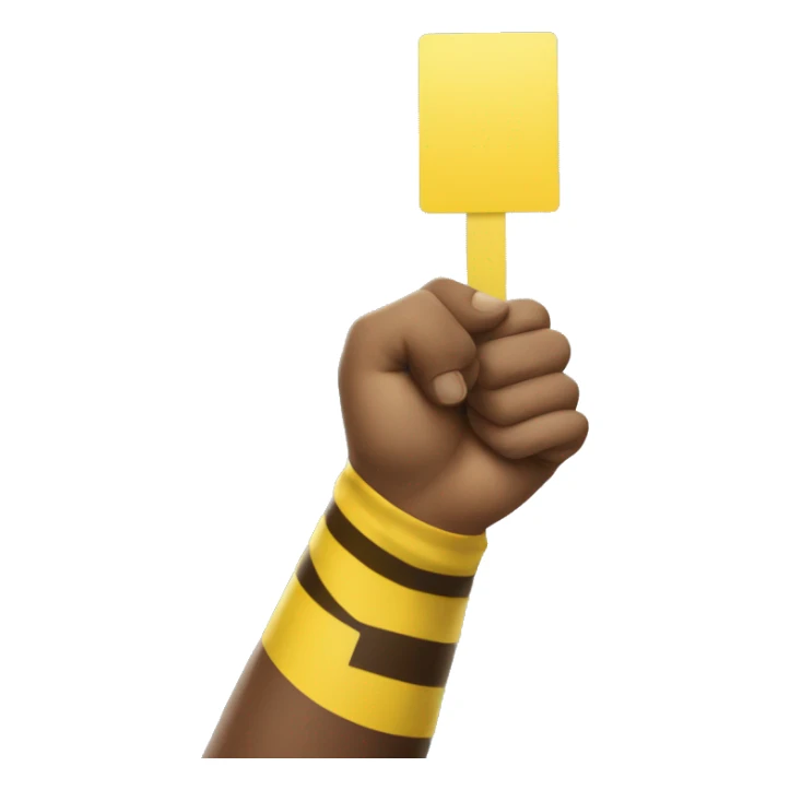 a hand holding up a yellow card, like a referee does in football sticker