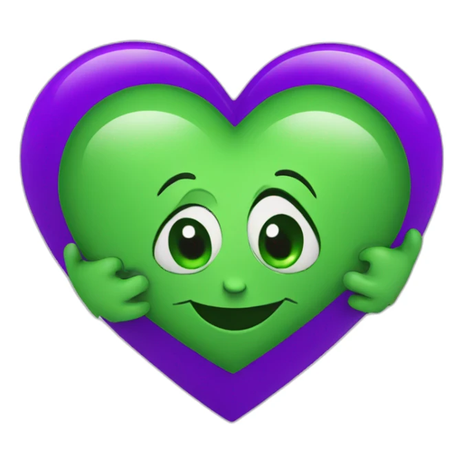 Heart one side green and other purple sticker