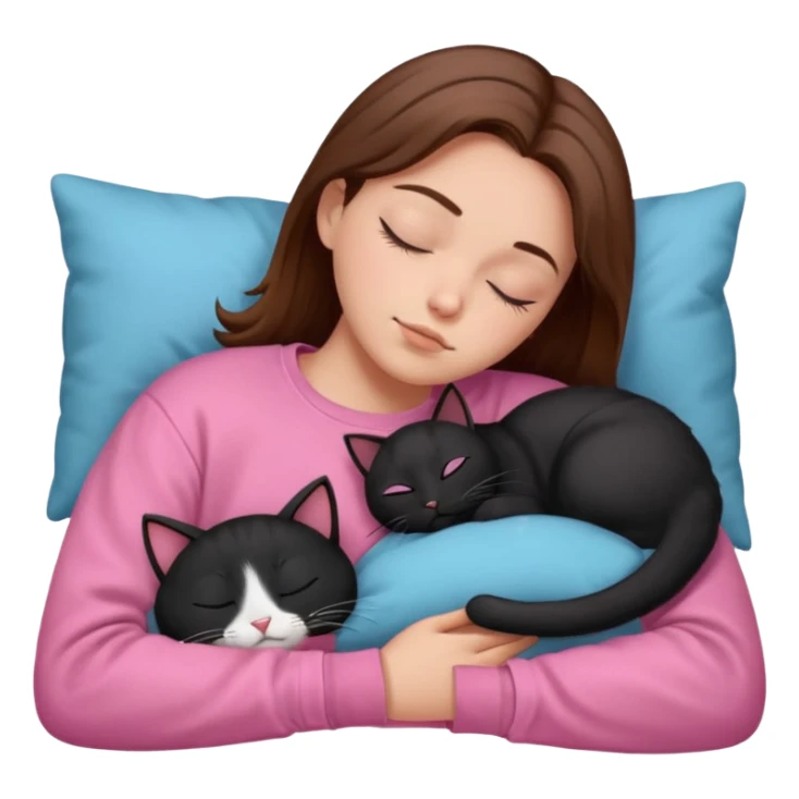 sleeping pink sweatshirt brown hair Sleeping black cat sticker