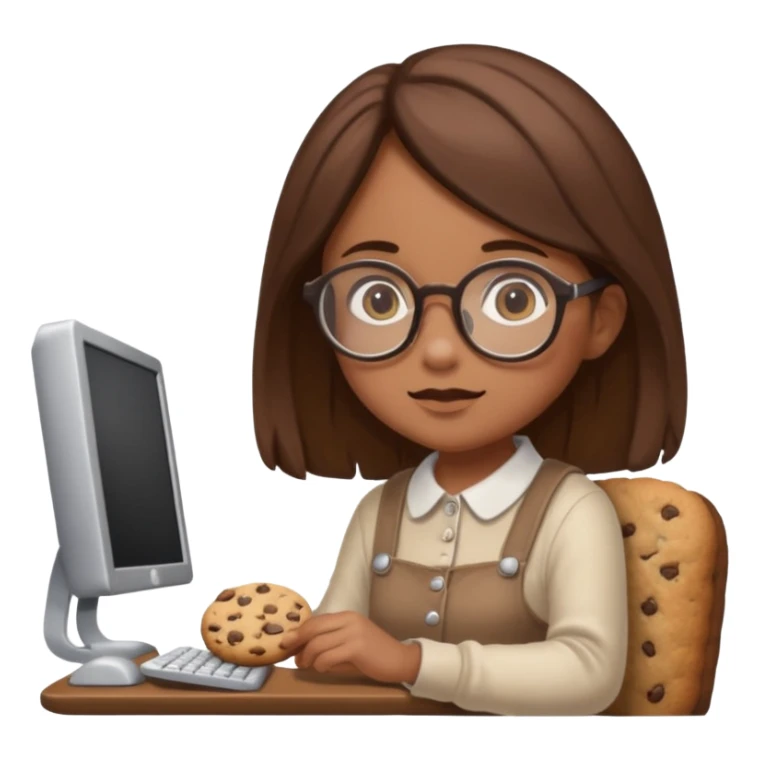 cookie clicker addict girl at computer mexican sticker