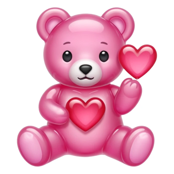 white jelly bear heart jelly pink sticker