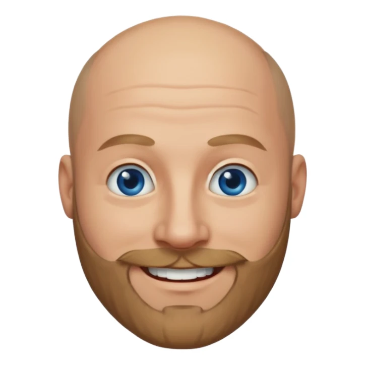 Bald man with dark blonde beard and blue eyes sticker