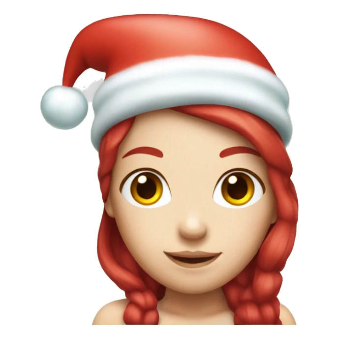 White Mermaid with red hair wearing a Christmas hat sticker