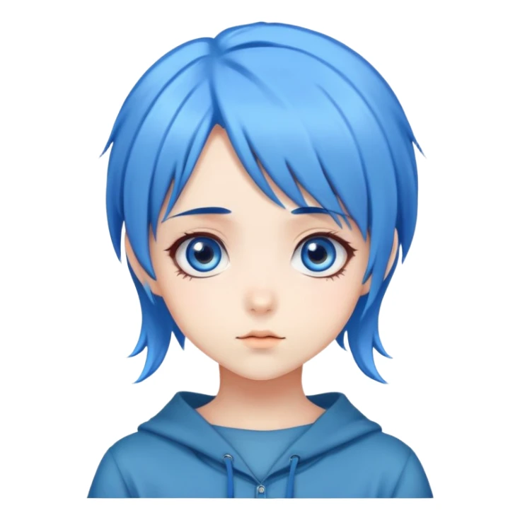 Cute anime girl with blue hair and big eyes sticker
