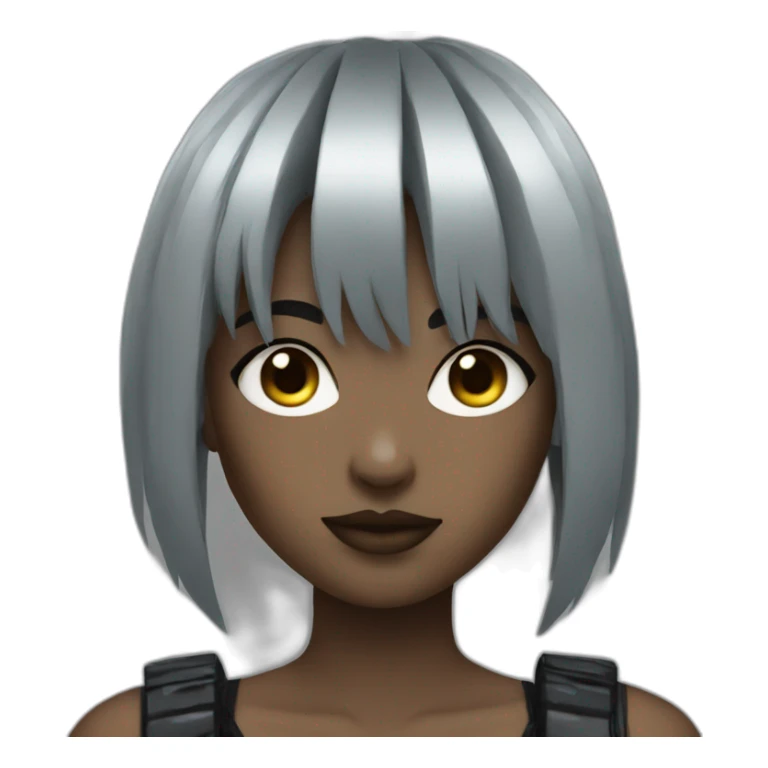 cyberpunk girl with bangs and black hair sticker