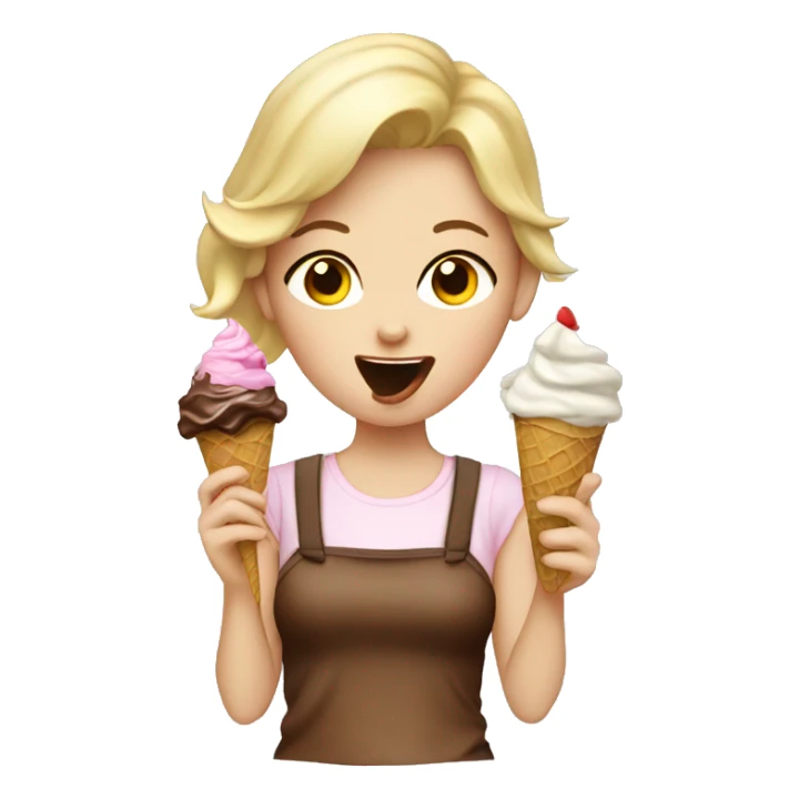 blonde girl eating ice cream with chocolate all over her face sticker