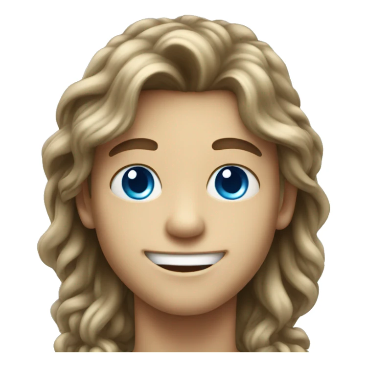 smiling boy with long hair blue eyes sticker