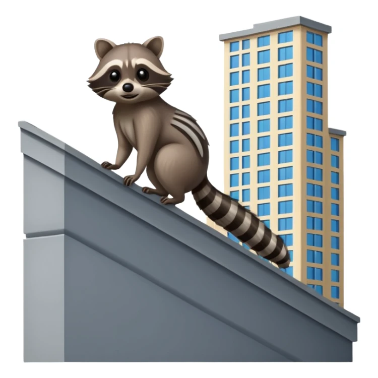 Raccoon standing over the ledge of a building sticker