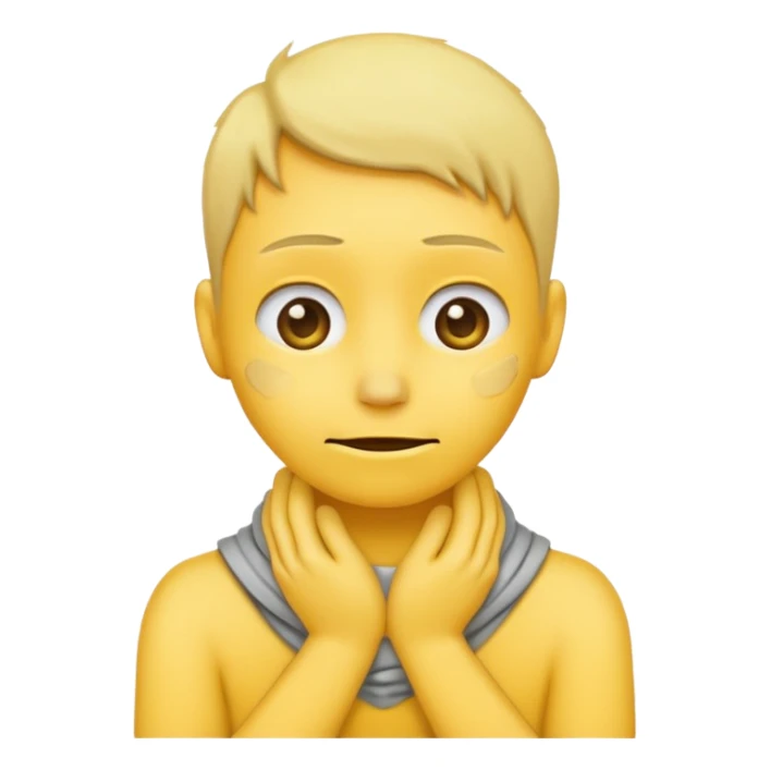 a non human yellow emoji with hands around neck wanting to die sticker