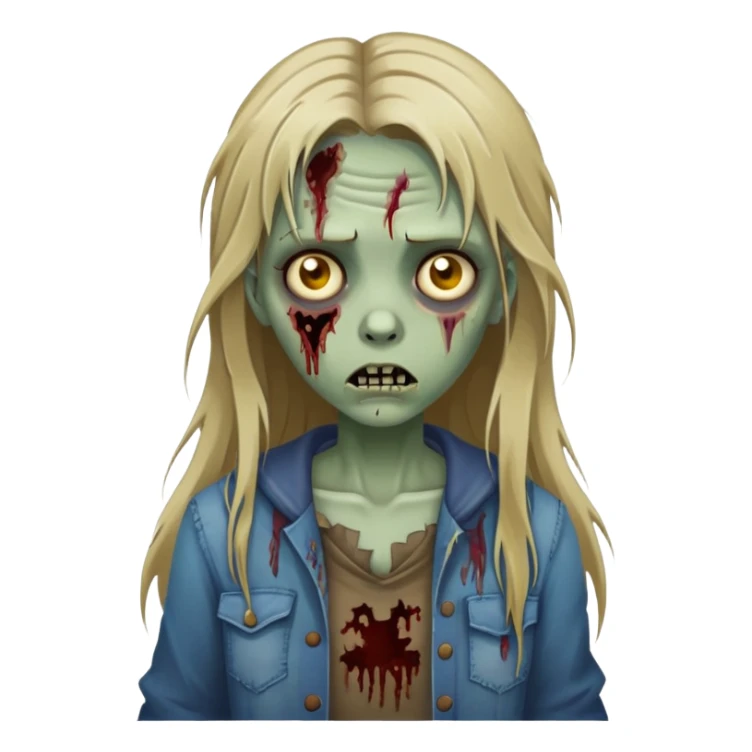 zombie girl with long dark blonde hair sticker