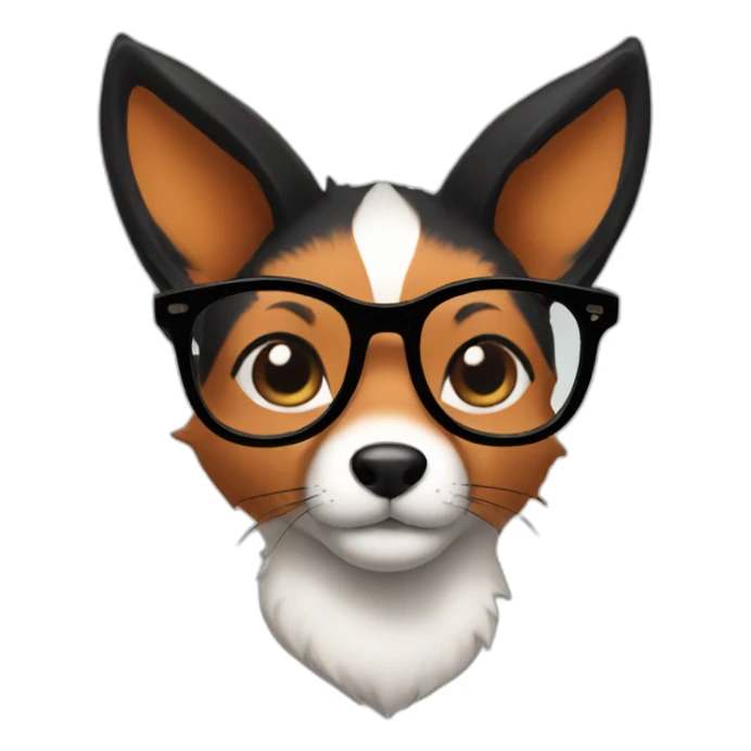 a fox with glasses black hair bun sticker