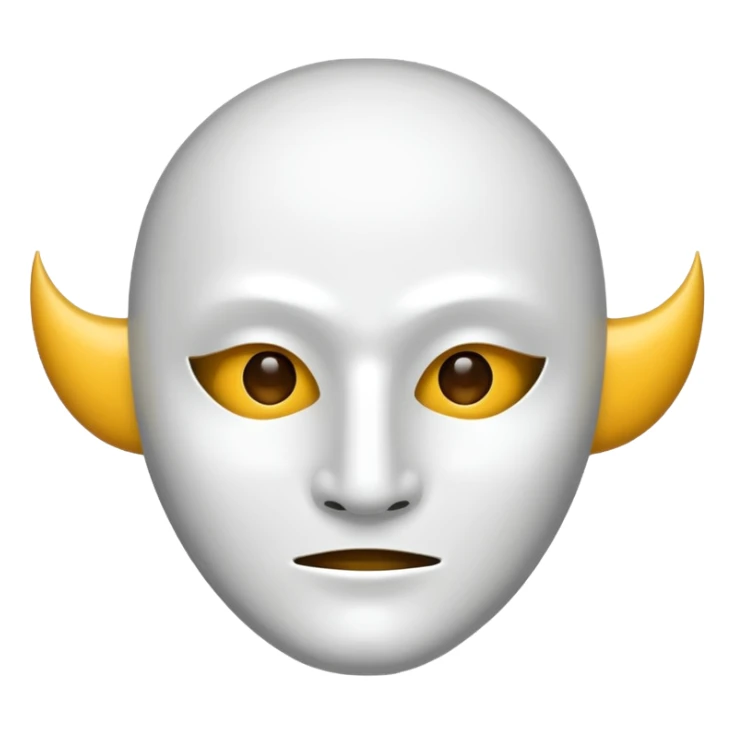 blank white no mouth hole masculine mask moon crescent hole  on forehead  sticker
