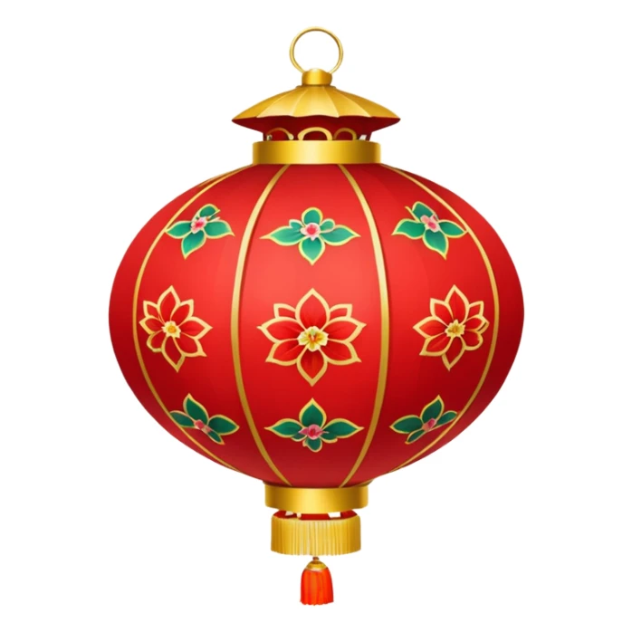 cute chinese red lantern with floral decoratons sticker