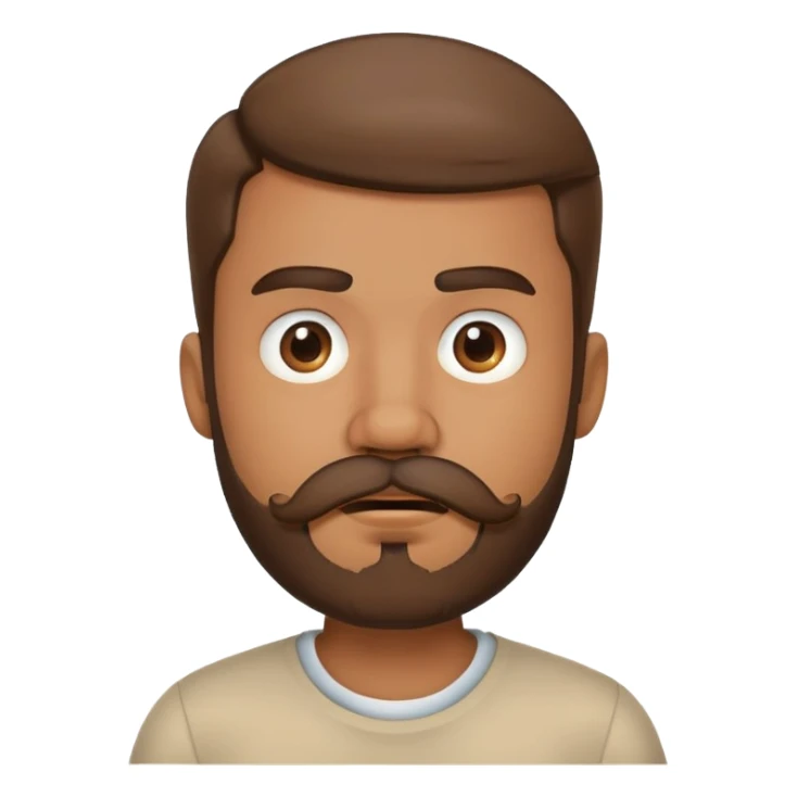 Boy showing confusion, medium skin tone, beard and mustache sticker