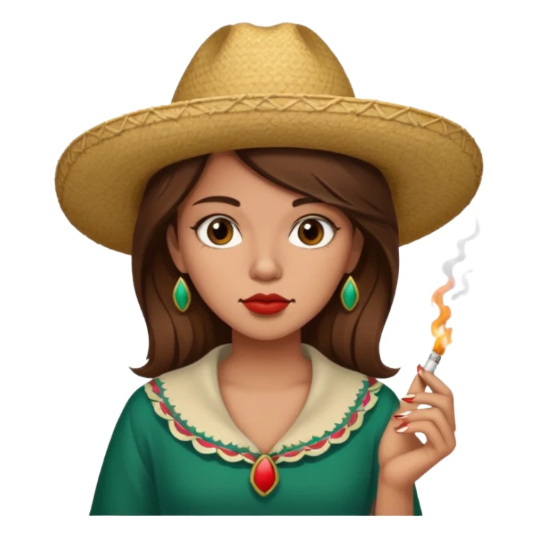 Mexican girl with brown hair smoking cigarette sticker