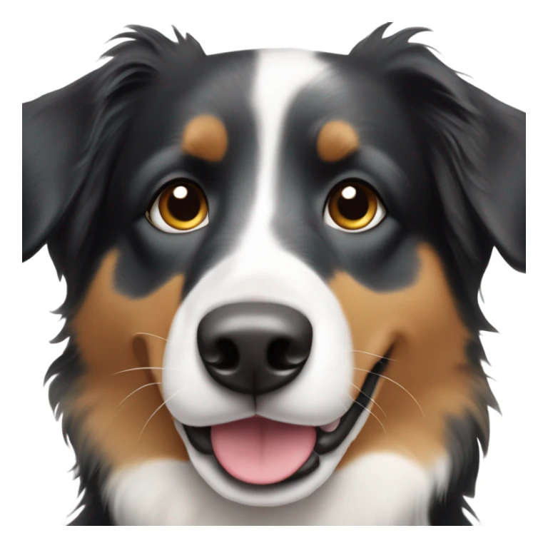 Black and white Australian Shepherd dog with tan eyebrows and his tongue sticking out slightly. sticker