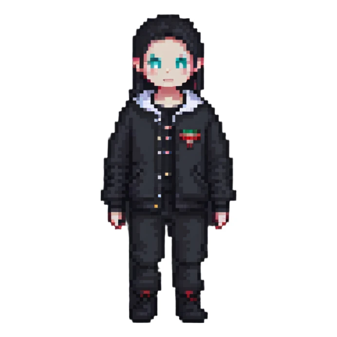 strange character with fashionable minimalist clothes sticker