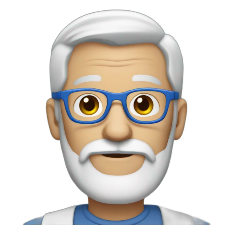 grandpa white blue glasses 50 years old gray beard sticker