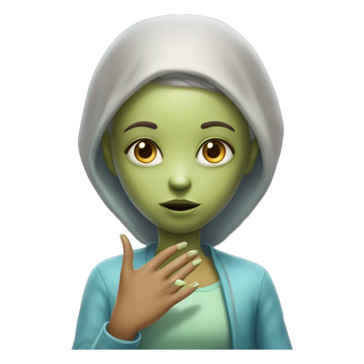 Sweet Alien puts her right hand on her heart sticker