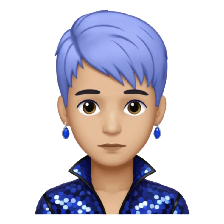 Rauw Alejandro, Puerto Rican Singer with periwinkle hair, black sequin outfit sticker