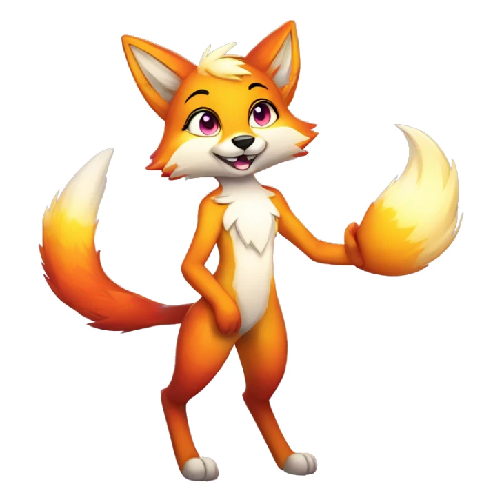 Colorful gradient-shiny-sparkle-fox anthropomorphic furry fursona full body sticker
