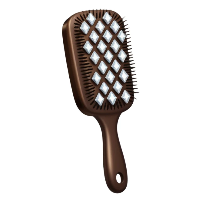 dark brown hair brush with diamonds sticker