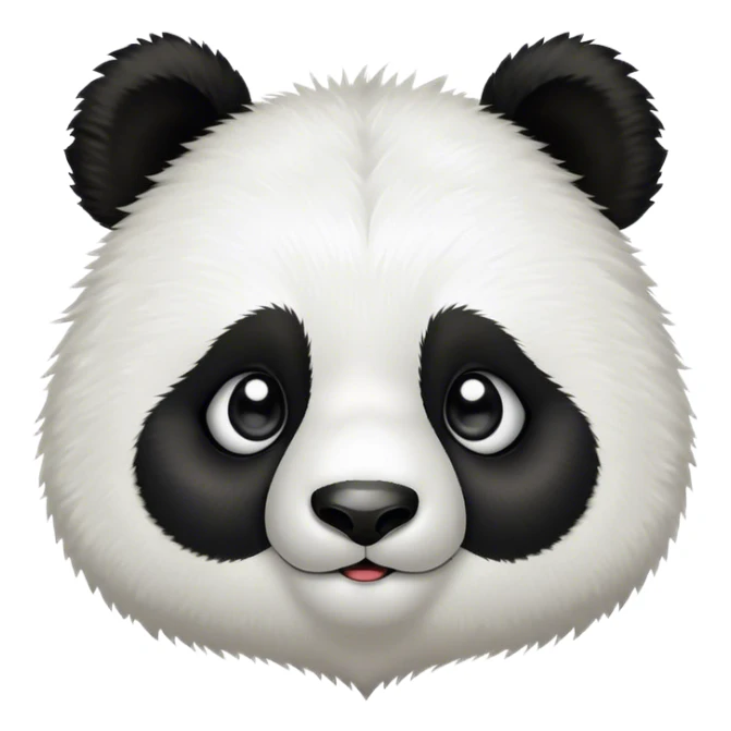 Cinematic Cute Panda Portrait Emoji, Head tilted playfully and inquisitively, featuring a fluffy, contrasting Fur of black and white with a charming expression and round, sparkling eyes filled with curiosity, Simplified yet irresistibly adorable features, highly detailed, glowing with a warm, friendly glow, high shine, affectionate and playful, stylized with a touch of bamboo whimsy, bright and endearing, soft glowing outline, capturing the essence of a mischievous yet loving panda, so playful it feels like it could roll out of the screen and into your arms! sticker