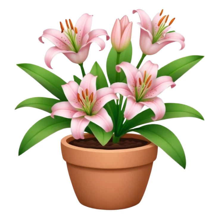 light pink lily flowers in a clay pot sticker