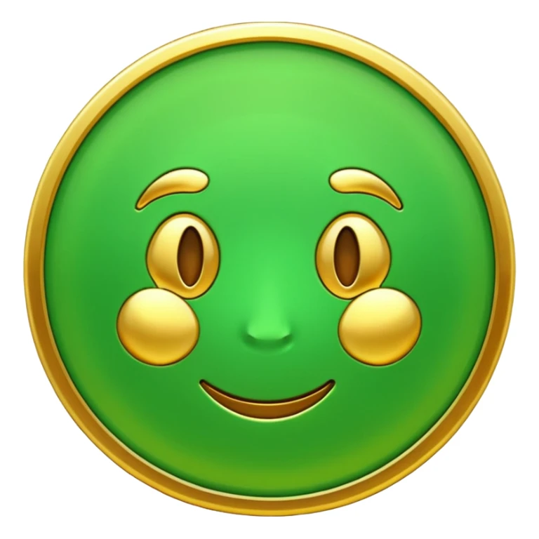 green coin with golden color, emoji style sticker