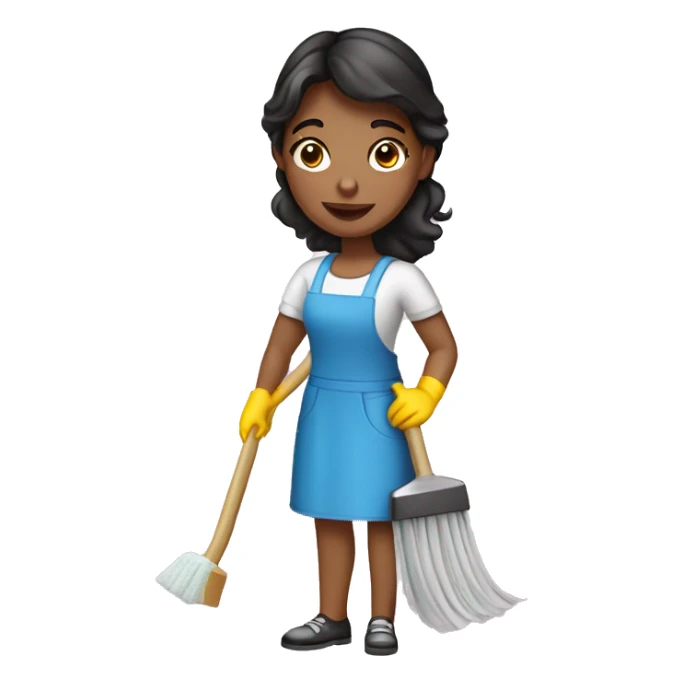 bruenette girl with cleaning stuff sticker