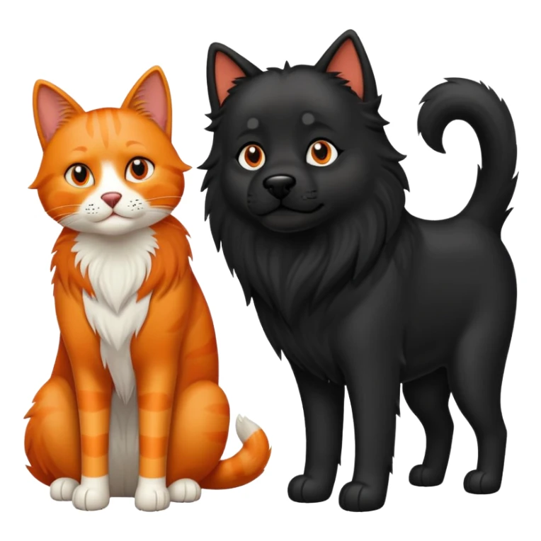 big black dog and orange cat sticker