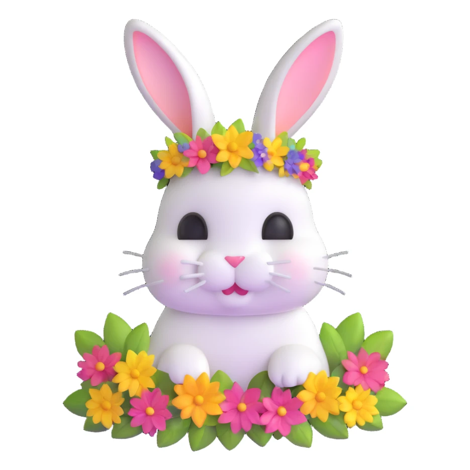 adorable bunny with floral crown sticker