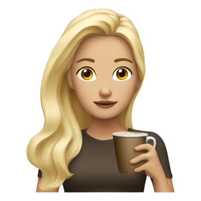 girl with blond hair drinks coffee sticker
