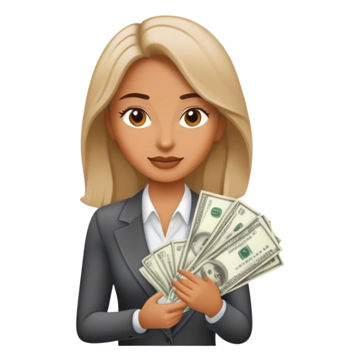 Woman making money real estate sticker