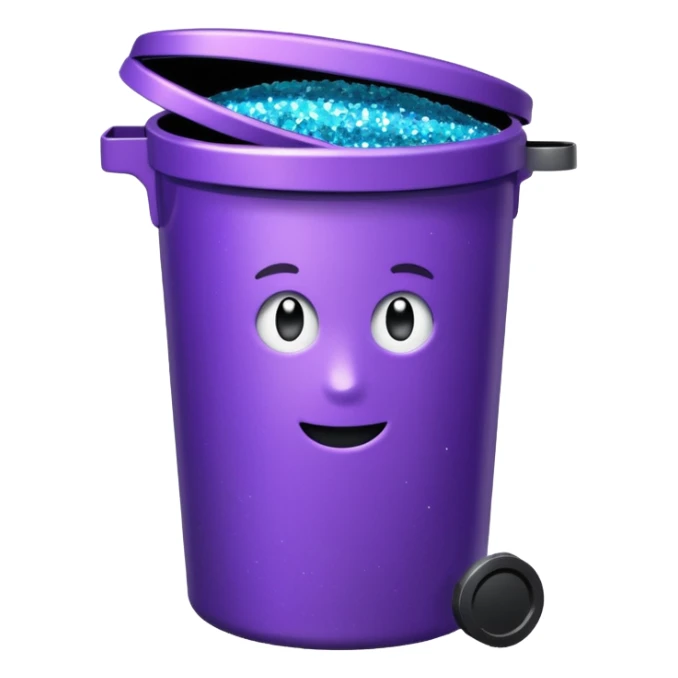 Glitter Purple and Cian rubbish bin sticker