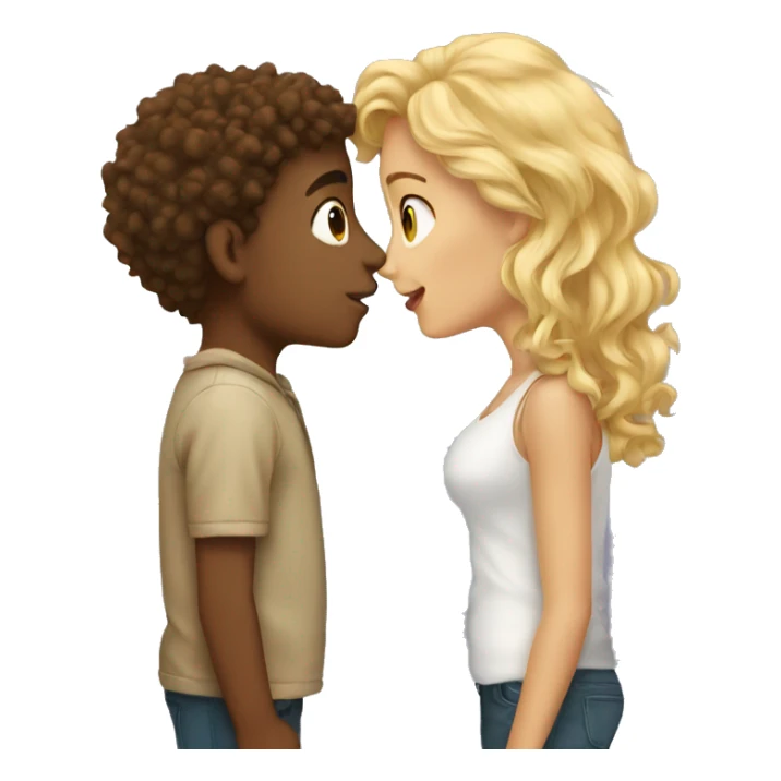 Blonde girl and brown curly boy kissing  sticker