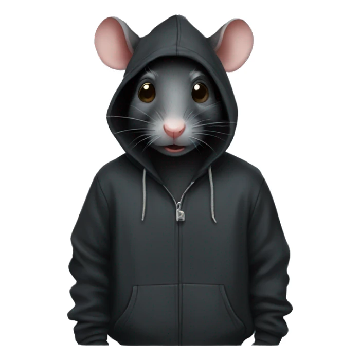 Black rat wearing a hoodie sticker