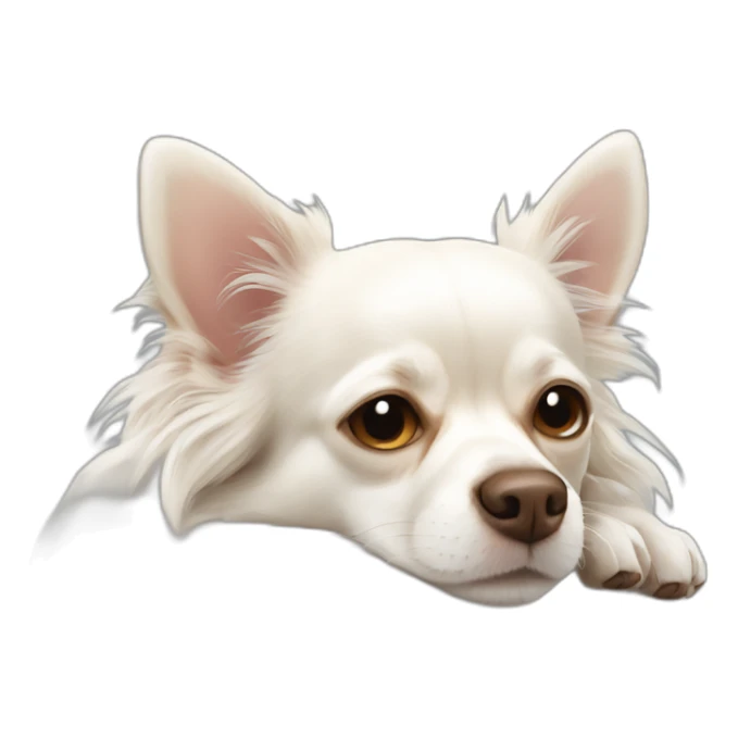 languid sleeping chihuahua longcoat white sticker