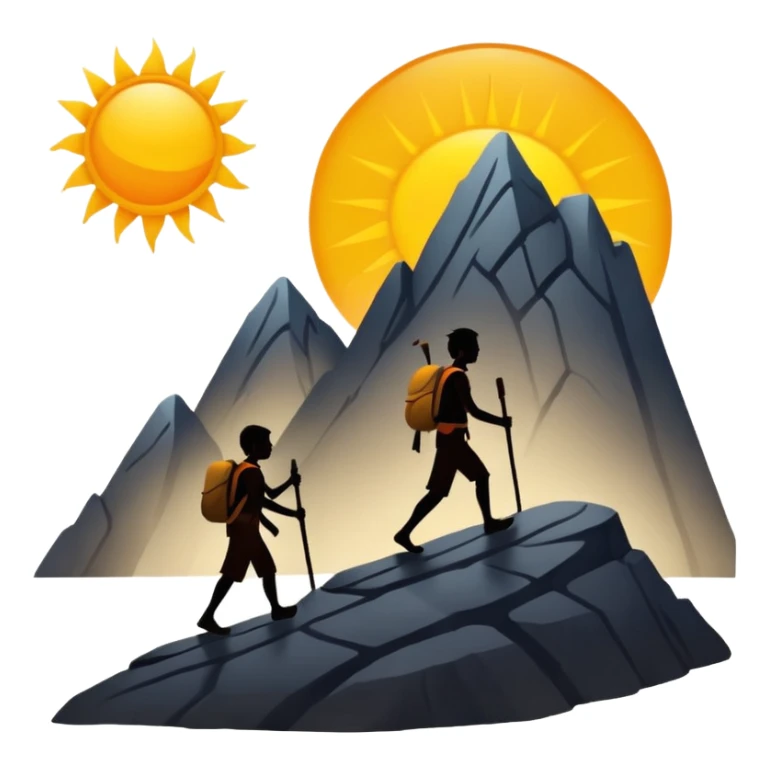 
una mezcla de sol + montaña + caminante estilo petroglifo sticker