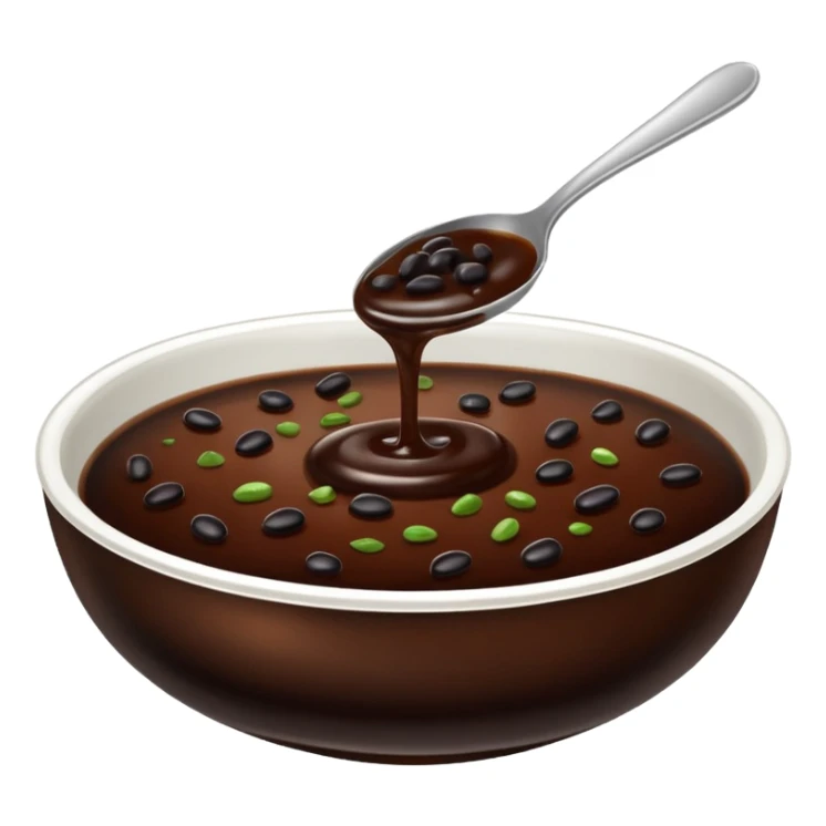 glass bowl with smooth black bean sauce, no spoon sticker