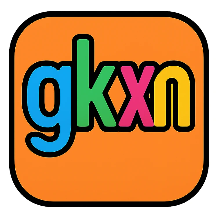 letters 'gkxm' in a rounded icon style, soft edges, friendly and approachable, logo-ready sticker