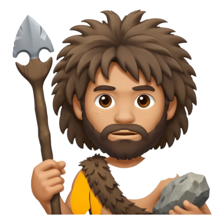 cartoon caveman with messy hair and a stone tool emoji sticker