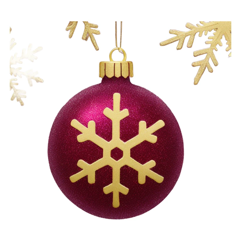 Burgundy glitter chirstmas ornament with gold snowflake sticker