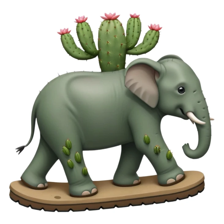 an elephant-cactus hybrid traipsing through the desert in Birkenstock-style sandals; sticker