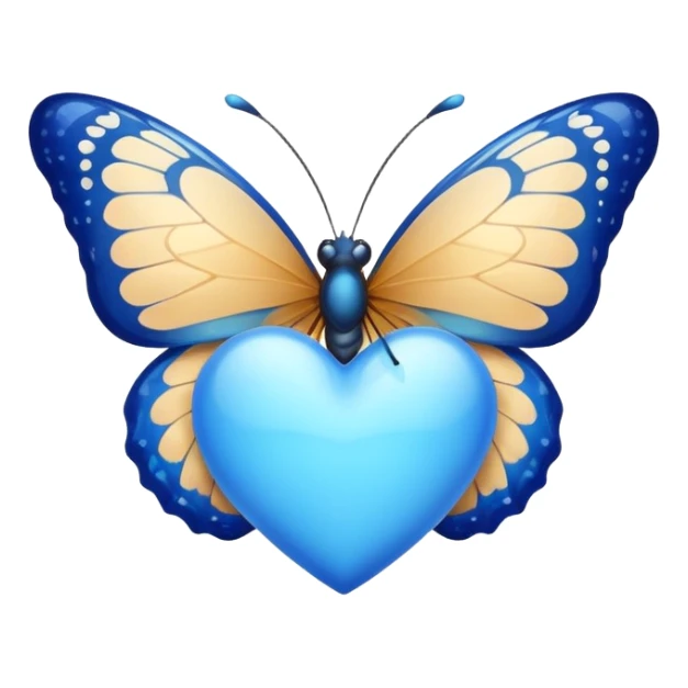 cute butterfly holding or surrounded by a blue heart sticker