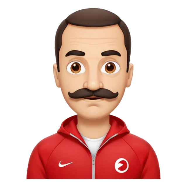Recep İvedik Turkish comedy character with thick mustache bushy eyebrows red tracksuit making a funny face sticker